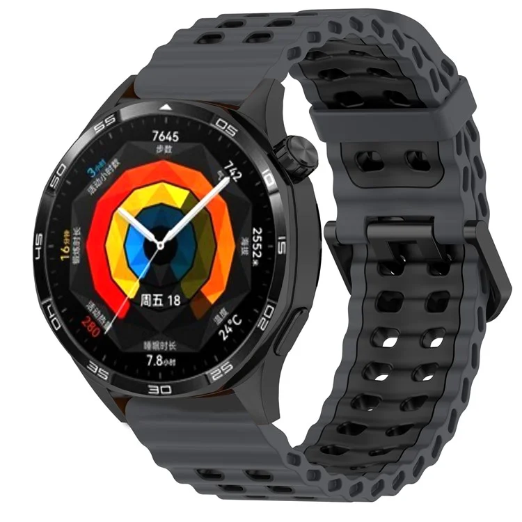 22mm Watch Band for for Huawei Watch GT 5 46mm / Samsung Galaxy Watch3 45mm Dual Color Silicone Strap - Black / Black