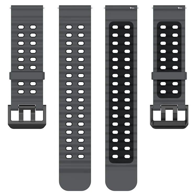 22mm Watch Band for for Huawei Watch GT 5 46mm / Samsung Galaxy Watch3 45mm Dual Color Silicone Strap - Black / Black