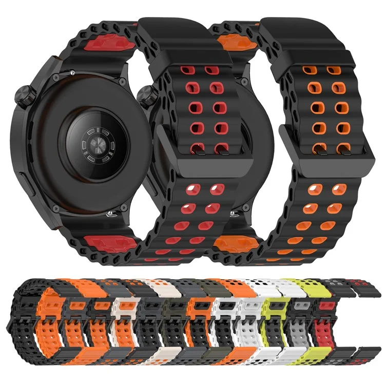 22mm Watch Band for for Huawei Watch GT 5 46mm / Samsung Galaxy Watch3 45mm Dual Color Silicone Strap - Black / Black