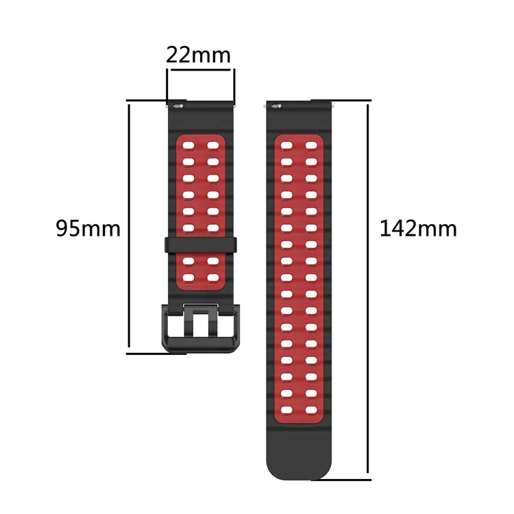 22mm Watch Band for for Huawei Watch GT 5 46mm / Samsung Galaxy Watch3 45mm Dual Color Silicone Strap - Black / Black