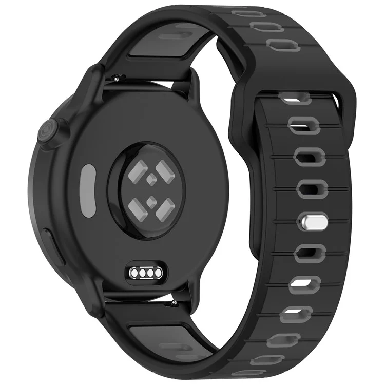 Para Garmin Vivoactive 6 Pulseira de Silicone para Relógio de 20mm com Listras Horizontais e Fivela Reversa - Preto+Cinza