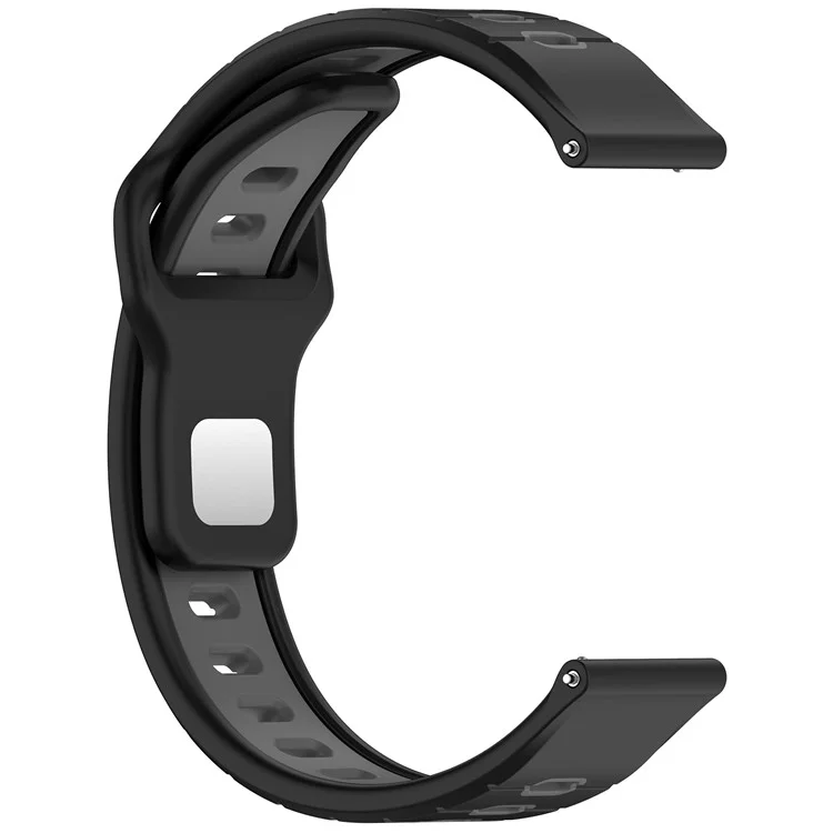 Para Garmin Vivoactive 6 Pulseira de Silicone para Relógio de 20mm com Listras Horizontais e Fivela Reversa - Preto+Cinza