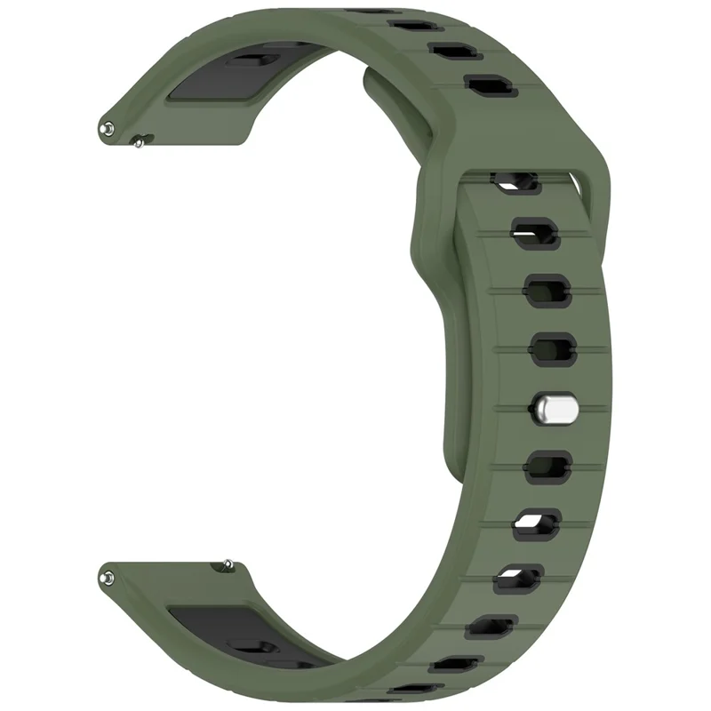 For Garmin Vivoactive 6 Silicone Watch Band 20mm Horizontal Stripe Reverse Buckle Wrist Strap - Olive Green+Black