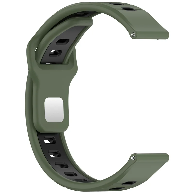 For Garmin Vivoactive 6 Silicone Watch Band 20mm Horizontal Stripe Reverse Buckle Wrist Strap - Olive Green+Black