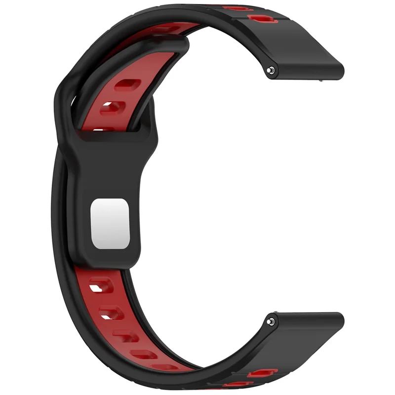 For Garmin Vivoactive 6 Silicone Watch Band 20mm Horizontal Stripe Reverse Buckle Wrist Strap - Black+Red