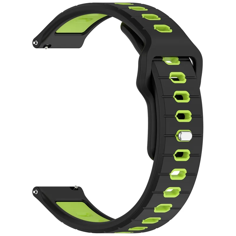 For Garmin Vivoactive 6 Silicone Watch Band 20mm Horizontal Stripe Reverse Buckle Wrist Strap - Black+Green
