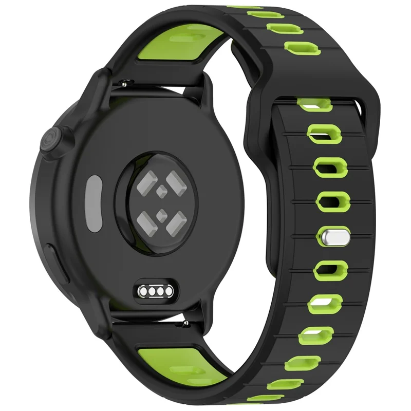 For Garmin Vivoactive 6 Silicone Watch Band 20mm Horizontal Stripe Reverse Buckle Wrist Strap - Black+Green