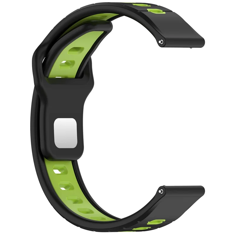 For Garmin Vivoactive 6 Silicone Watch Band 20mm Horizontal Stripe Reverse Buckle Wrist Strap - Black+Green