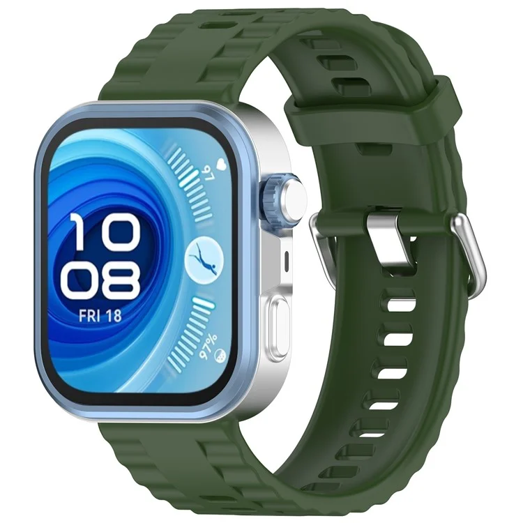 Watch Band for Huawei Watch Fit 4 / Fit 4 Pro / Fit 3 Silicone Sports Replacement Strap - Army Green
