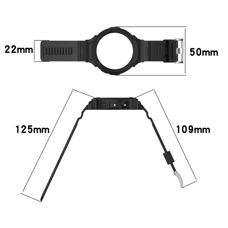 Pulseira de Silicone com Caixa Integrada para Smartwatch vivo Watch 5 / Watch 3 - Preto