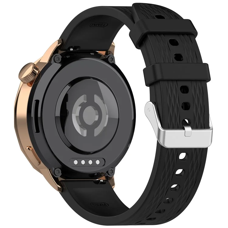 Correa de reloj de silicona para Oppo Watch X2 Mini, textura de rombos, 18 mm, con hebilla de acero - Negro