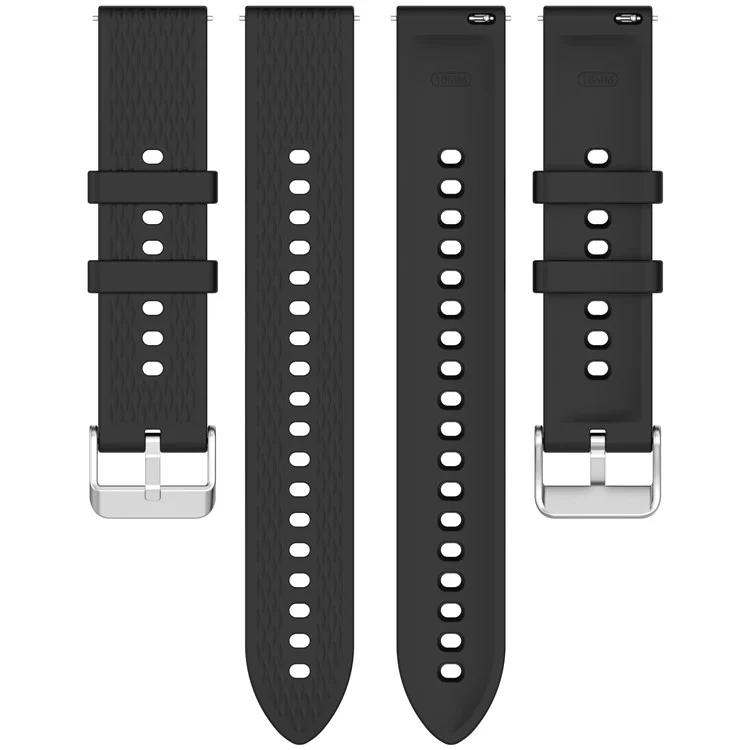 Correa de reloj de silicona para Oppo Watch X2 Mini, textura de rombos, 18 mm, con hebilla de acero - Negro