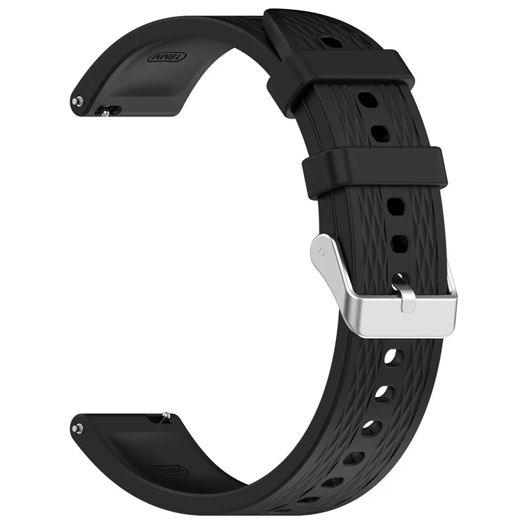 Correa de reloj de silicona para Oppo Watch X2 Mini, textura de rombos, 18 mm, con hebilla de acero - Negro