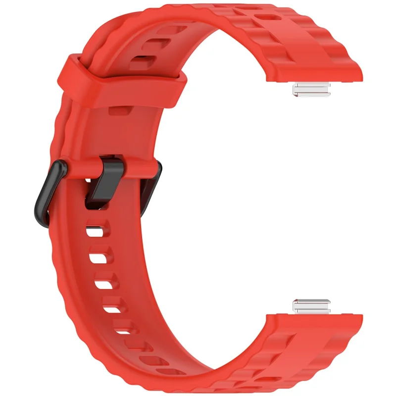 Silicone Watch Strap for Huawei Watch Fit 4 / Fit 4 Pro / Fit 3 Black Buckle Wrist Band - Red
