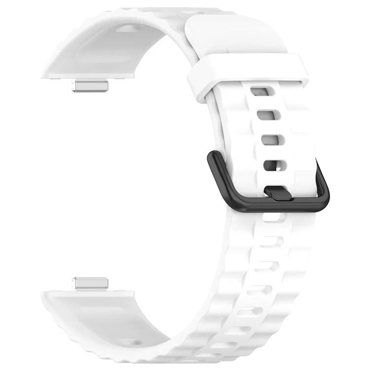 Silicone Watch Strap for Huawei Watch Fit 4 / Fit 4 Pro / Fit 3 Black Buckle Wrist Band - White