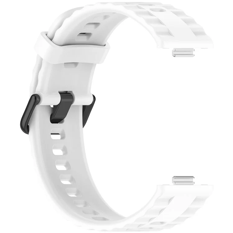 Silicone Watch Strap for Huawei Watch Fit 4 / Fit 4 Pro / Fit 3 Black Buckle Wrist Band - White
