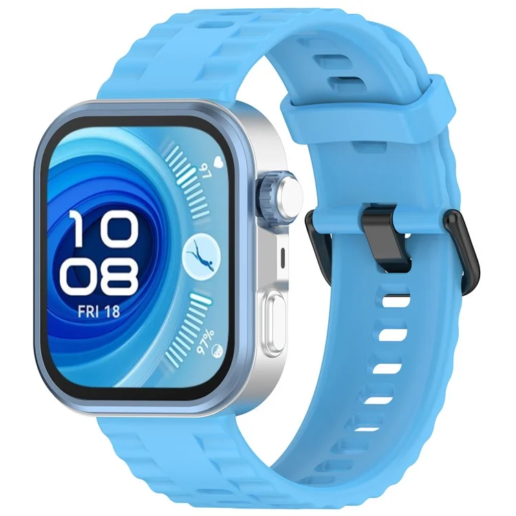 Silicone Watch Strap for Huawei Watch Fit 4 / Fit 4 Pro / Fit 3 Black Buckle Wrist Band - Sky Blue