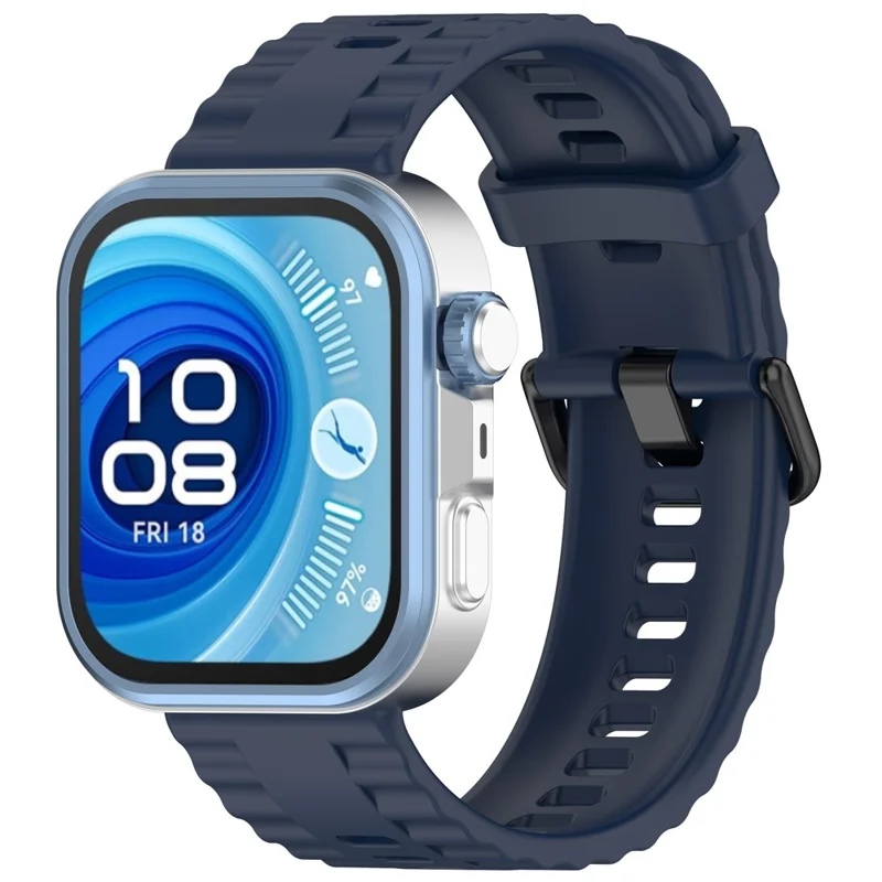 Silicone Watch Strap for Huawei Watch Fit 4 / Fit 4 Pro / Fit 3 Black Buckle Wrist Band - Midnight Blue