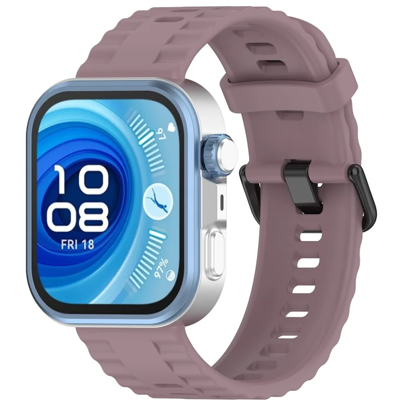 Silicone Watch Strap for Huawei Watch Fit 4 / Fit 4 Pro / Fit 3 Black Buckle Wrist Band - Smoky Purple