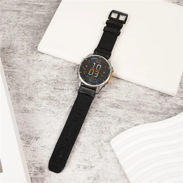 Bracelet de montre de 22 mm pour Garmin Fenix 7 Pro / Fenix 8 47 mm / Tactix 8 47 mm - Bracelet en nylon ajustable - Noir