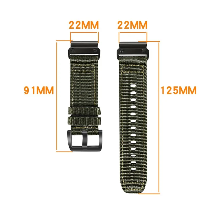 Bracelet de montre de 22 mm pour Garmin Fenix 7 Pro / Fenix 8 47 mm / Tactix 8 47 mm - Bracelet en nylon ajustable - Noir