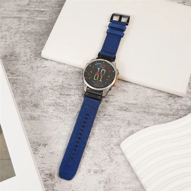 22mm Watch Band for Garmin Fenix 7 Pro / Fenix 8 47mm / Tactix 8 47mm Adjustable Nylon Strap - Sapphire