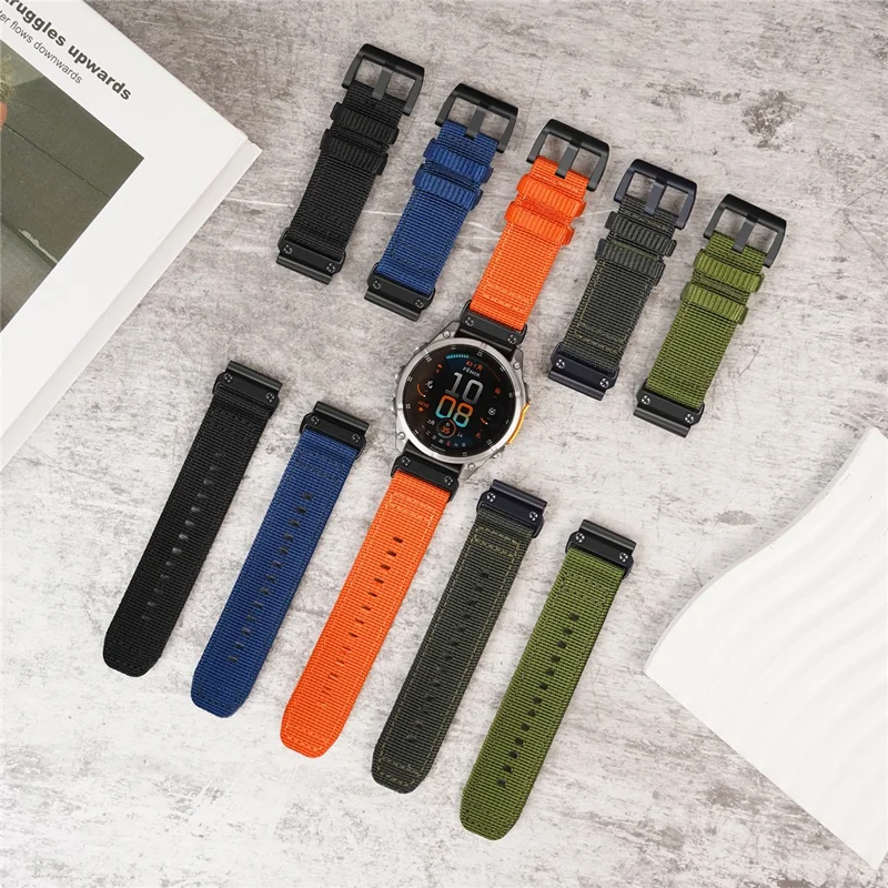 For Garmin Fenix 8 43mm / Fenix 7S Pro Watch Band 20mm Adjustable Nylon Strap - Black