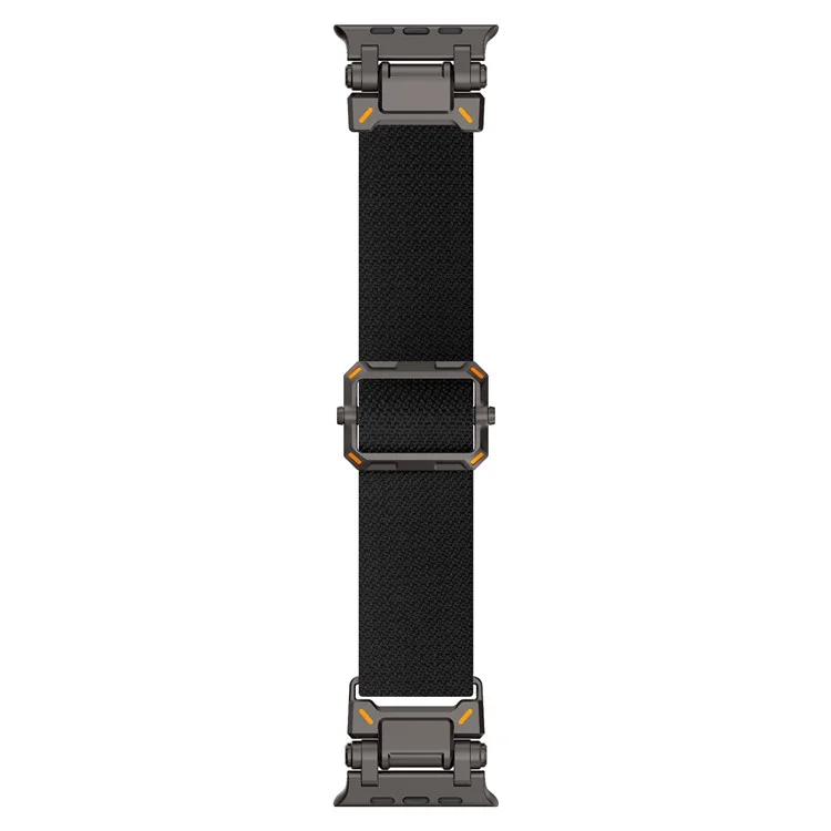 Wrist Band for Apple Watch Series 10 Ultra 9 8 7 SE 6 5 4 3 2 1 46mm 49mm 45mm 44mm 42mm Black Metal Connector Nylon Watch Strap - Black