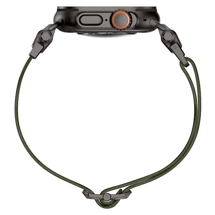 Bracelet pour Apple Watch Series 10 Ultra 9 8 7 SE 6 5 4 3 2 1 46mm 49mm 45mm 44mm 42mm Connecteur Métallique Noir Bracelet de Montre en Nylon - Vert