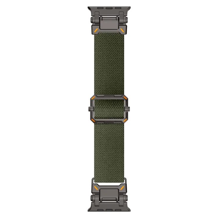Bracelet pour Apple Watch Series 10 Ultra 9 8 7 SE 6 5 4 3 2 1 46mm 49mm 45mm 44mm 42mm Connecteur Métallique Noir Bracelet de Montre en Nylon - Vert