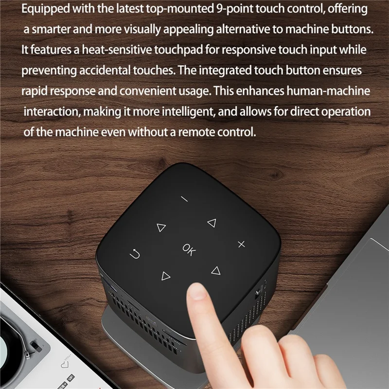 C1000 Upgraded DLP Mini Projector Home Outdoor Portable HD Projection Device (CE Certified) - Black / US Plug