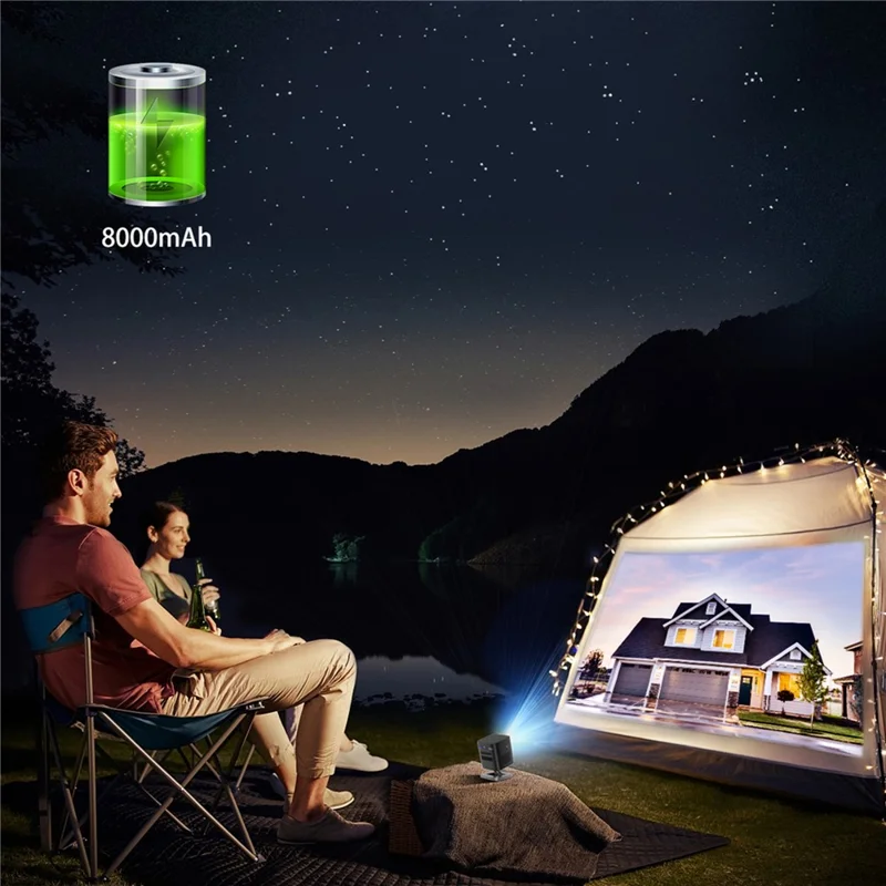 C1000 Upgraded DLP Mini Projector Home Outdoor Portable HD Projection Device (CE Certified) - Black / US Plug