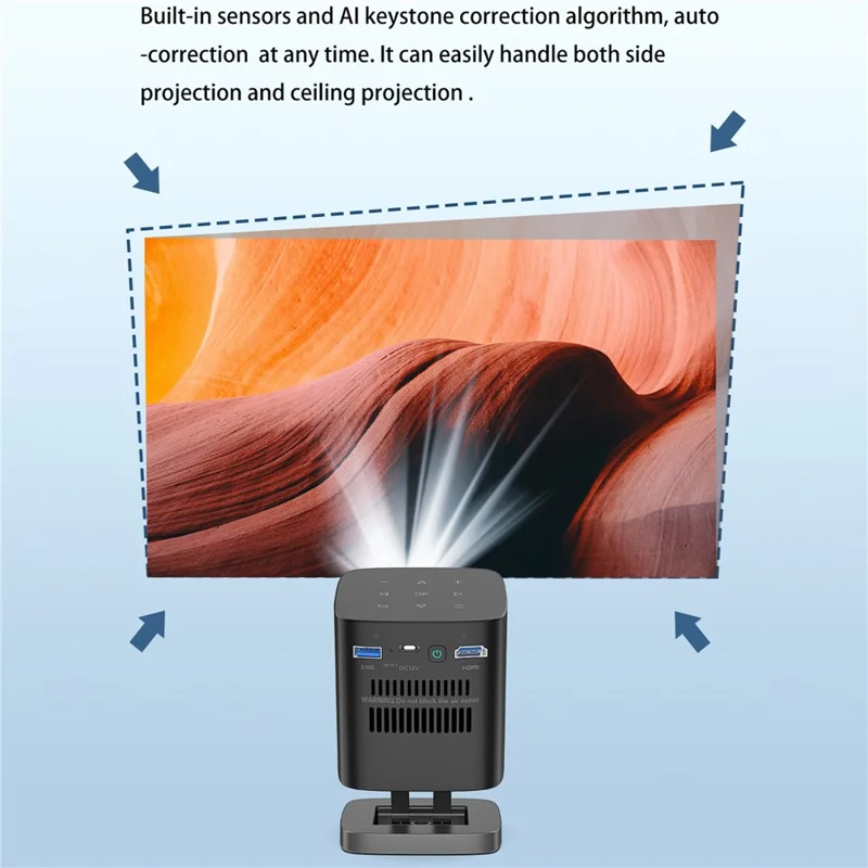C1000 Upgraded DLP Mini Projector Home Outdoor Portable HD Projection Device (CE Certified) - Black / US Plug