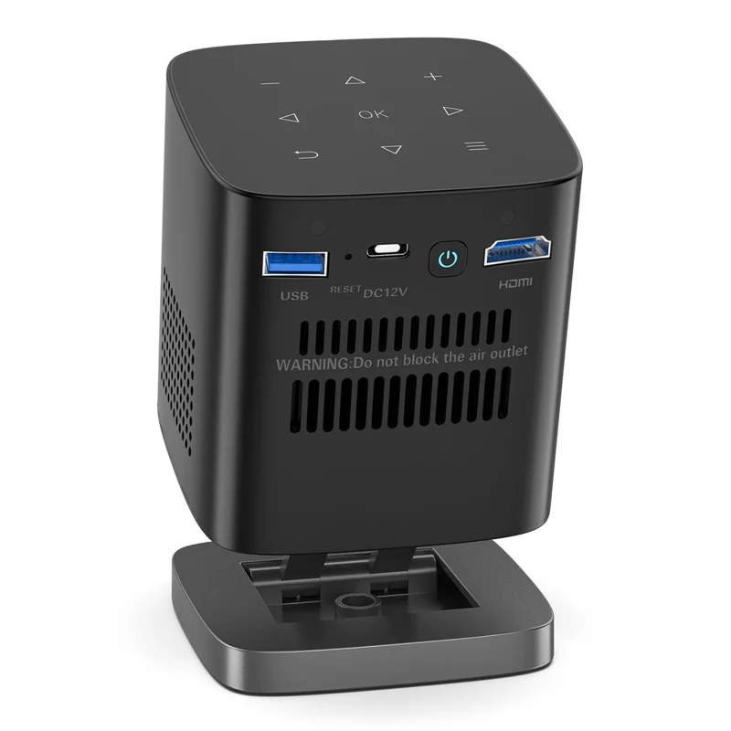 C1000 Upgraded DLP Mini Projector Home Outdoor Portable HD Projection Device (CE Certified) - Black / US Plug