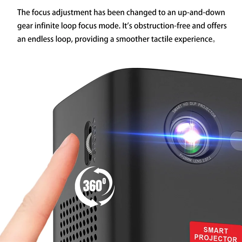 C1000 Upgraded DLP Mini Projector Home Outdoor Portable HD Projection Device (CE Certified) - Black / US Plug