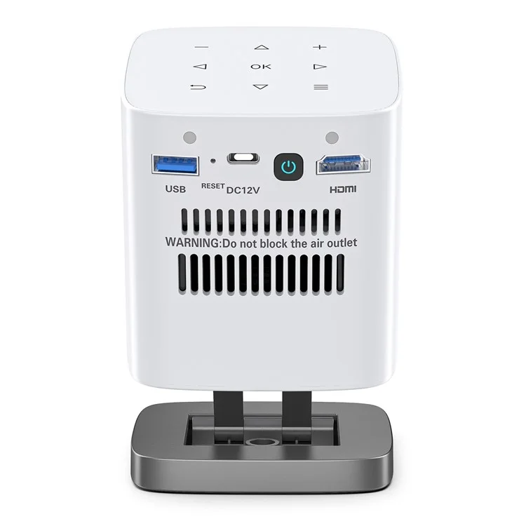 Proyector DLP Mini C1000 Mejorado para Casa y Exterior, Dispositivo de Proyección HD Portátil (Certificación CE) - Blanco / Enchufe US