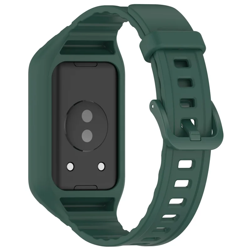 Bracelet For Honor Band 10 / 9 avec Boîtier Intégré, Bracelet en Silicone avec Boucle à Épingle de Montre - Vert Minuit