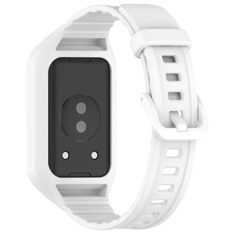 For Honor Band 10 / 9 Integrated Silicone Strap with Watch Case Pin Buckle Design Watch Band - White