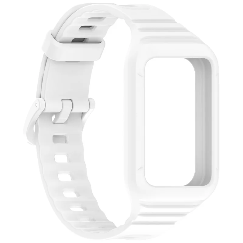 For Honor Band 10 / 9 Integrated Silicone Strap with Watch Case Pin Buckle Design Watch Band - White