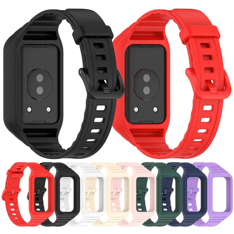 For Honor Band 10 / 9 Integrated Silicone Strap with Watch Case Pin Buckle Design Watch Band - White