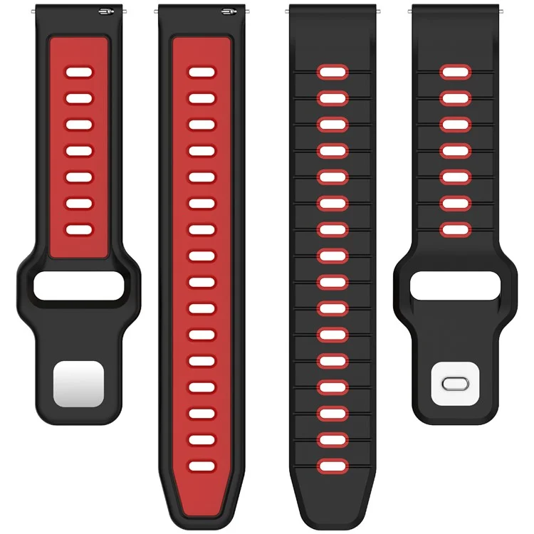 Silikon Armband für Garmin Vivoactive 6 / Venu 3 / Forerunner 265 / 265 Music / 255 Zweifarbiges Uhrenarmband (20mm / 22mm) - Schwarz / Rot