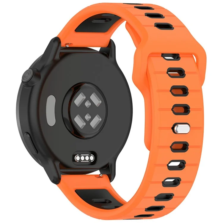 Silicone Strap for Garmin Vivoactive 6 / Venu 3 / Forerunner 265 / 265 Music / 255 Dual Color Watch Band (20mm / 22mm) - Orange / Black