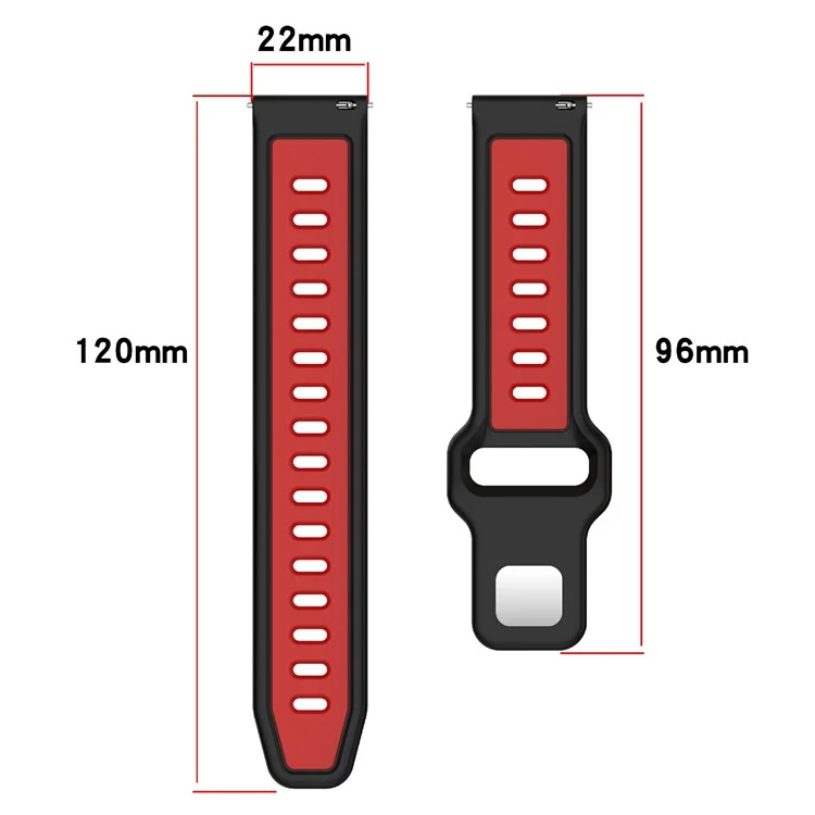 Silicone Strap for Garmin Vivoactive 6 / Venu 3 / Forerunner 265 / 265 Music / 255 Dual Color Watch Band (20mm / 22mm) - Orange / Black