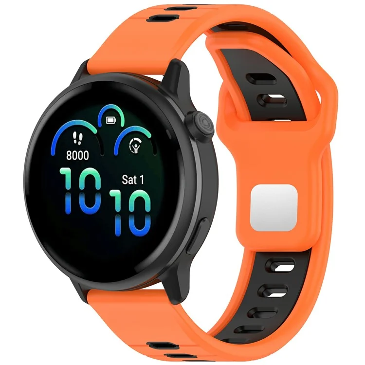 Silicone Strap for Garmin Vivoactive 6 / Venu 3 / Forerunner 265 / 265 Music / 255 Dual Color Watch Band (20mm / 22mm) - Orange / Black