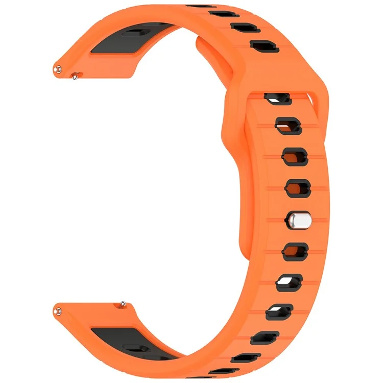Silicone Strap for Garmin Vivoactive 6 / Venu 3 / Forerunner 265 / 265 Music / 255 Dual Color Watch Band (20mm / 22mm) - Orange / Black