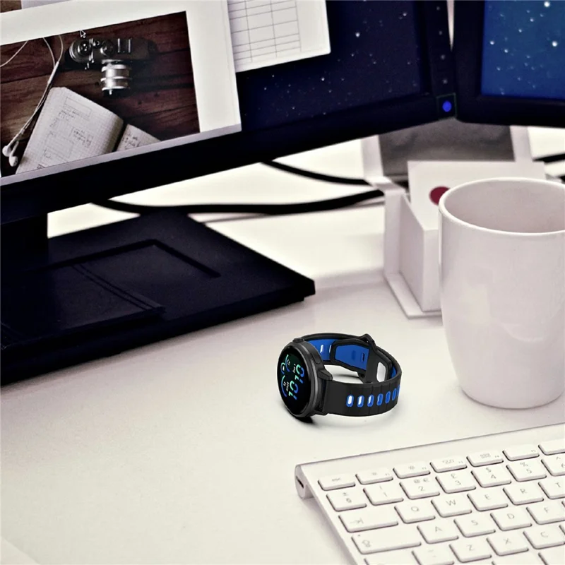 Bracelet en silicone pour Garmin Vivoactive 6 / Approach S50 / Vivoactive 5 Bracelet de montre bicolore (20 mm) - Noir / Bleu