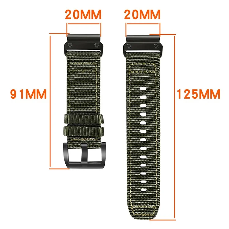 20mm Schnellverschlussband für Garmin Fenix 8 43mm / Descent MK3 / MK3i / Fenix 7S / 7S Pro Nylongeflecht Armband - Armeegrün