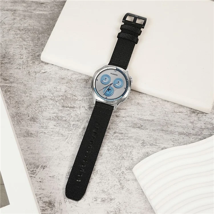 Pulseira de Reposição de 22mm para Huawei Watch GT 5 Pro 46mm / GT 5 46mm / GT 4 46mm - Pulseira de Relógio Trançada em Nylon - Preto
