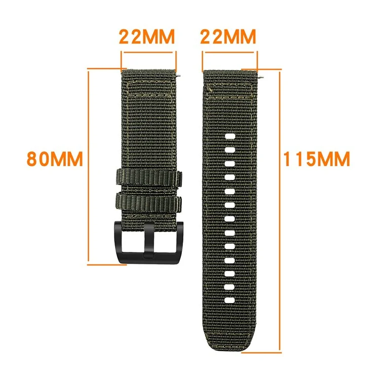 22mm Replacement Strap for Huawei Watch GT 5 Pro 46mm / GT 5 46mm / GT 4 46mm Nylon Braided Watch Band - Green