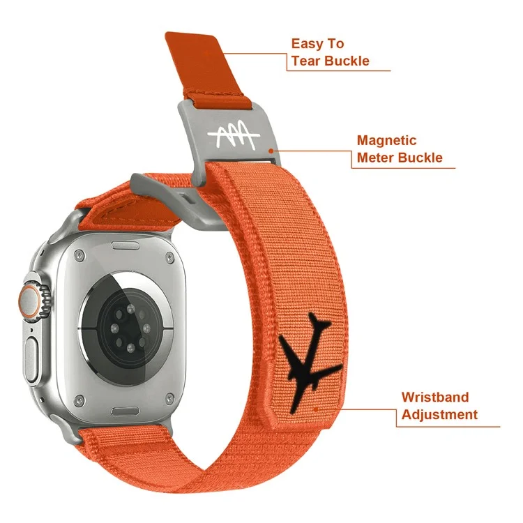 Ersatzarmband für Apple Watch Series 10 9 8 7 SE 6 5 4 3 2 1 42mm 41mm 40mm 38mm Magnetschnalle Nylon Uhrenarmband - Orange / Titan
